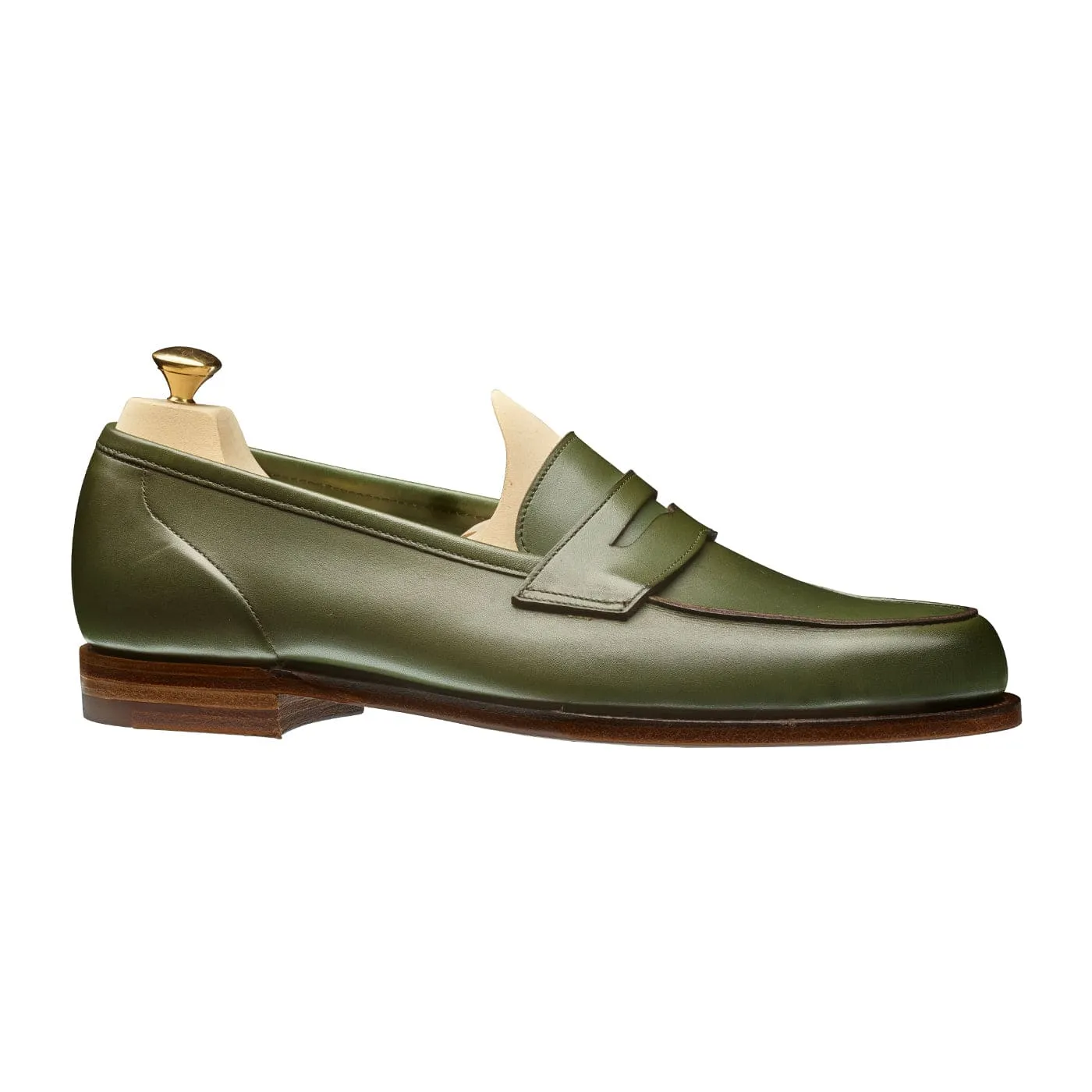 Lilou Green Calf Effortless Leather Slip-ons