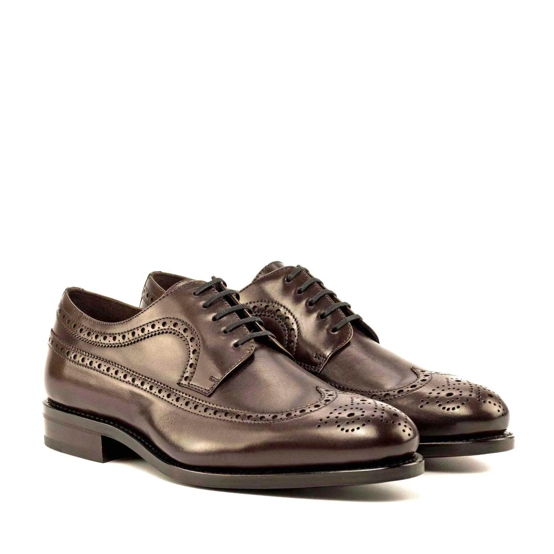 Clean Shape Classic Feel Longwing Blucher dark brown box calf