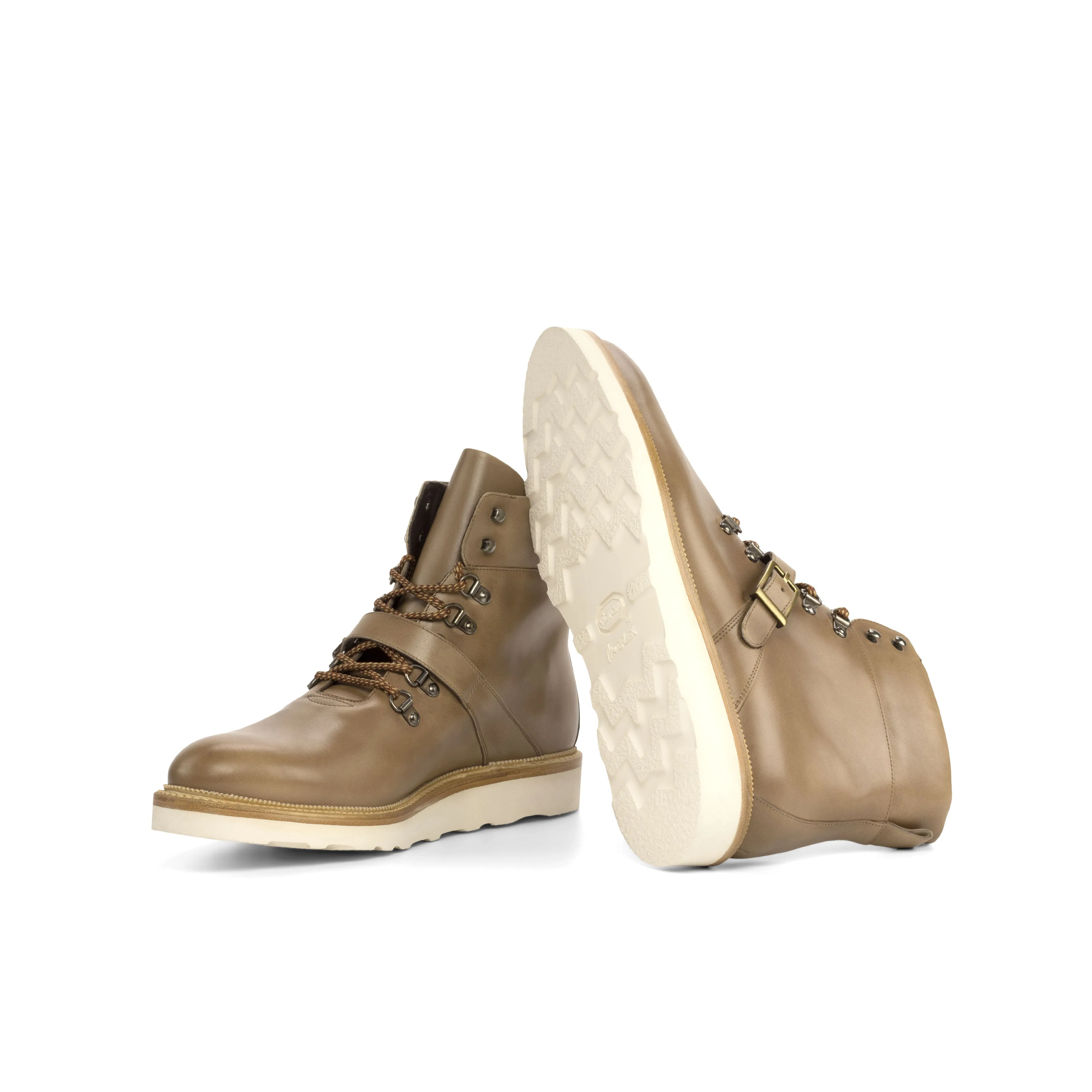 Chic Vibe Arch Lift Light Brown Painted Calf Leather Hiking Boot