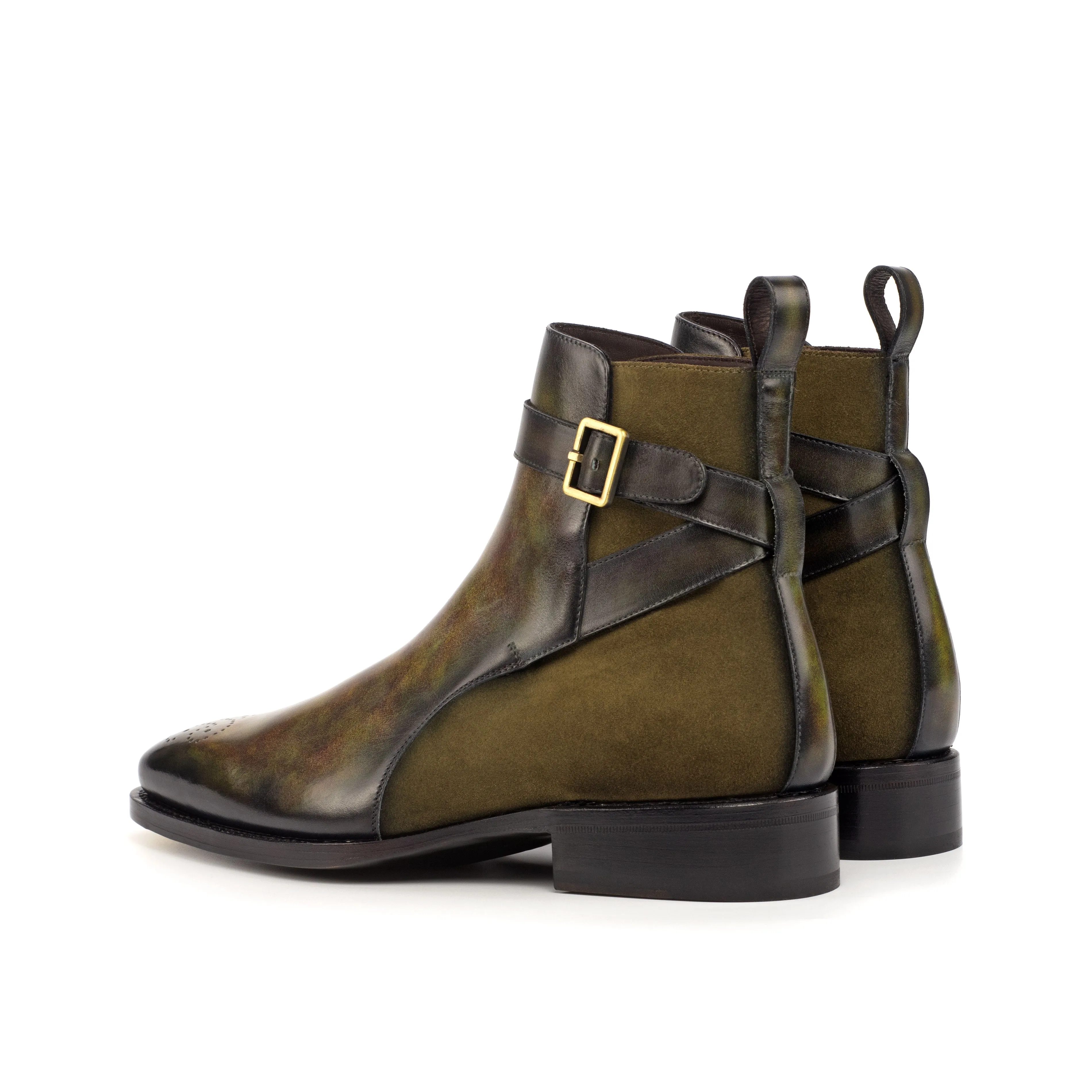 Green Museum Patina & Khaki Suede Jodhpur Boots Luxe Line