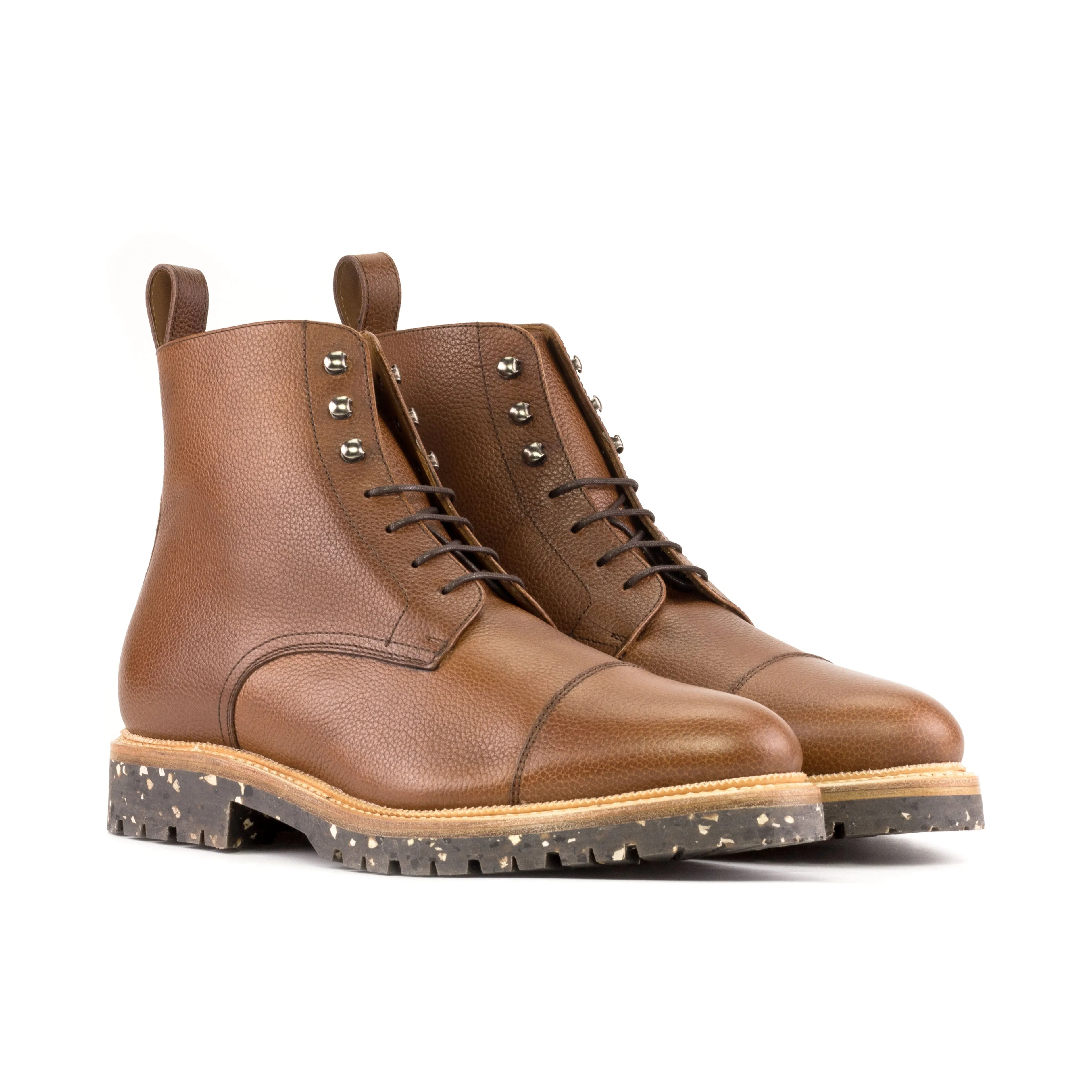 Medium Brown Full Grain Cap Toe Boots Reliable Support