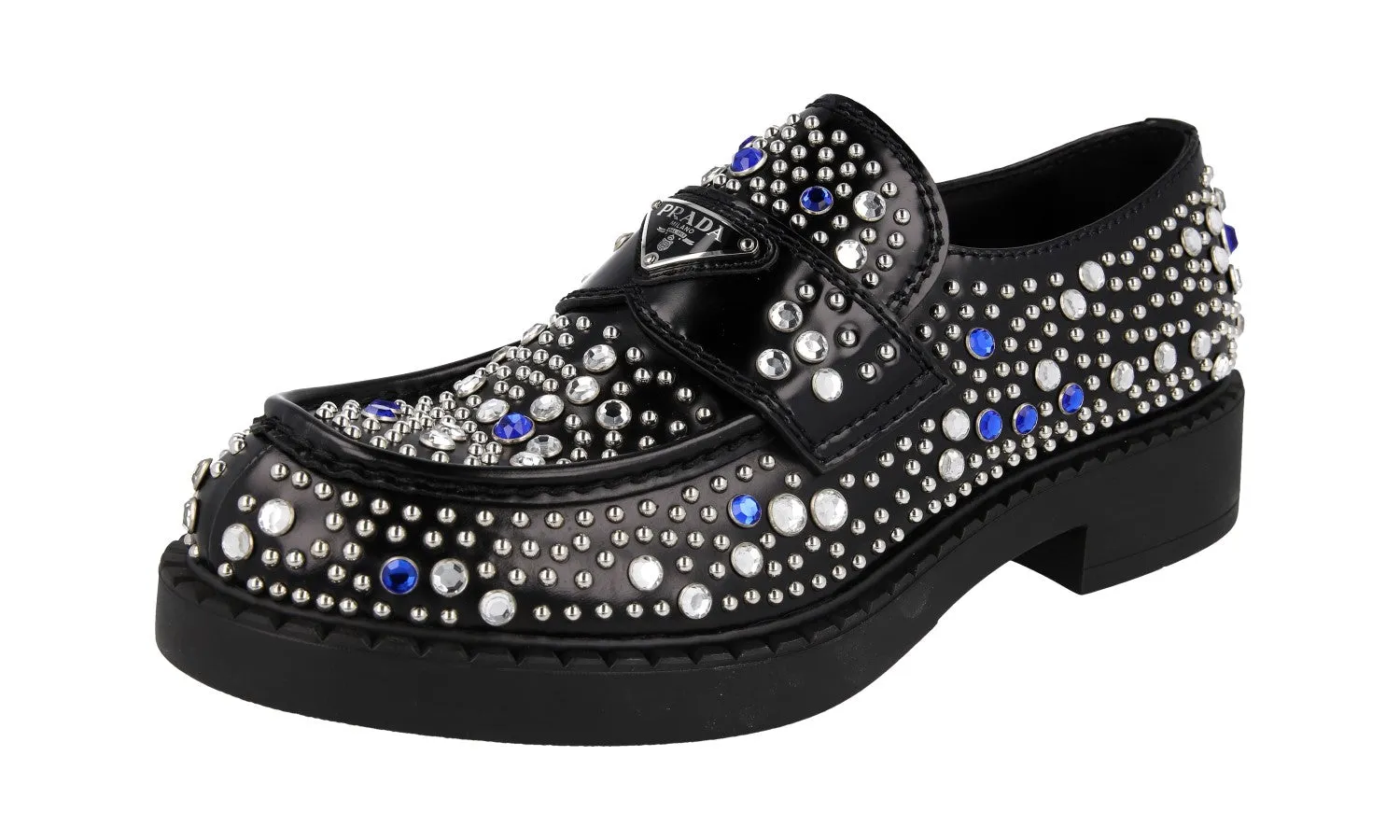 Prada Men's Black Brushed Spazzolato Leather Chocolate Artist Performer Loafer Loafers 2DE127 True Lane