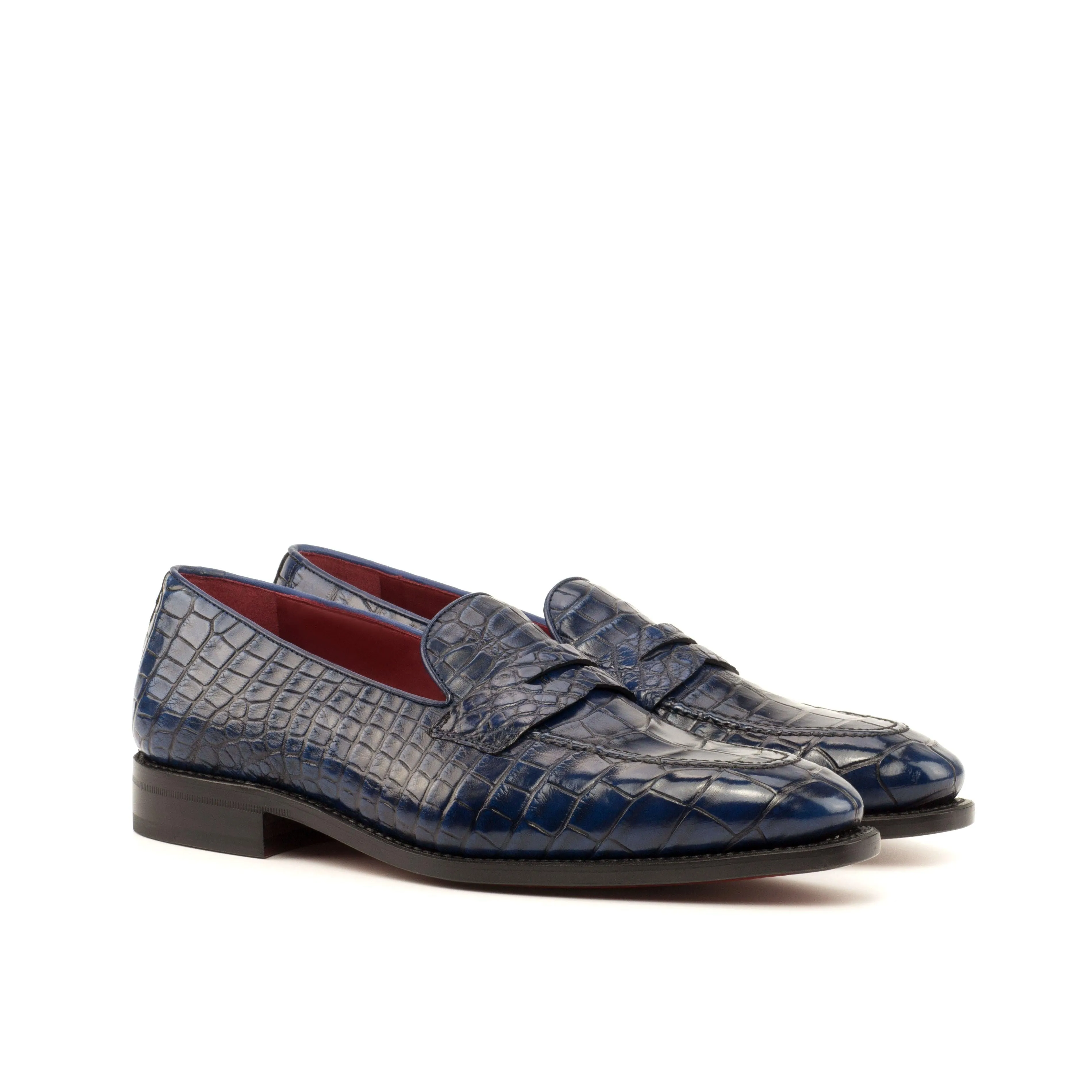 Navy Alligator Penny Loafer Shine Keep Sport Sharp