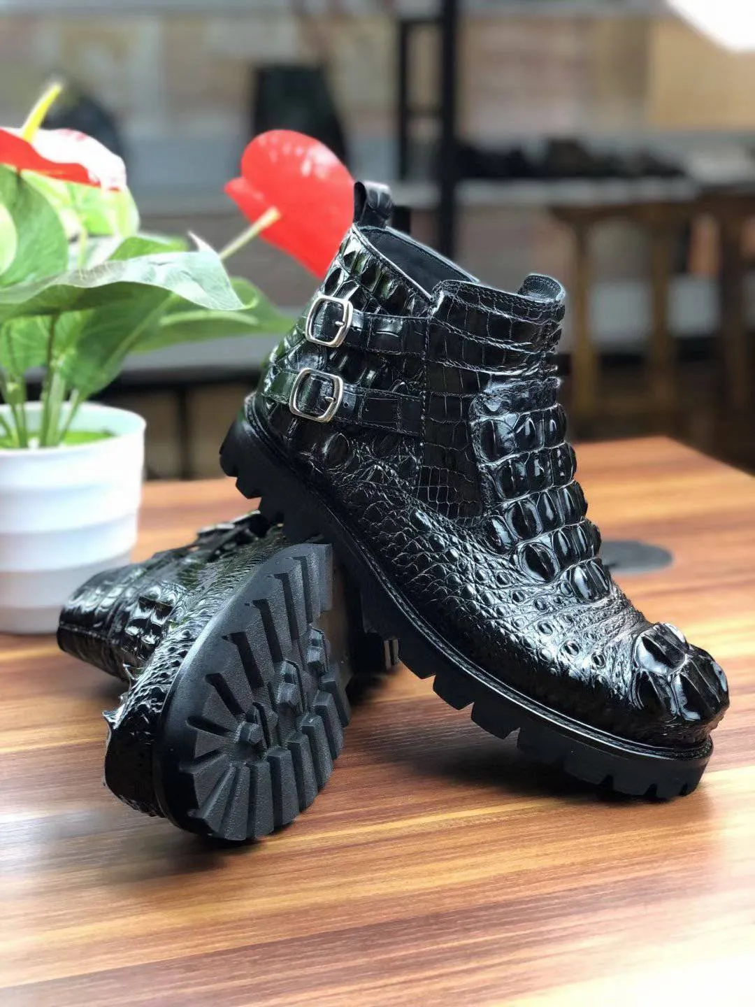 Crocodile Shoes Men's Boots Genuine Crocodile Leather Comfort Dress Boots Male British Chelsea Boots Mens Winter Business Boots Soft Sole Shoes