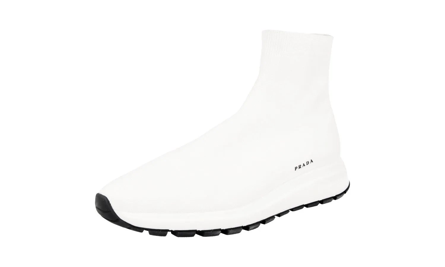 Essential Look Urban Routine Prada Men's White Sock High-Top Sneaker 4T3478