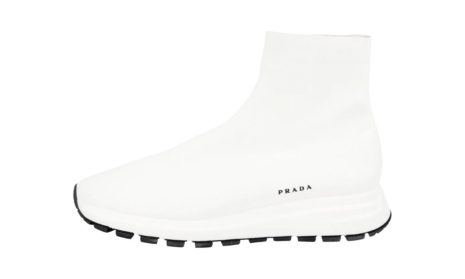 Pressure Relief Padding Prada Men's White Sock High-Top Sneaker 4T3478