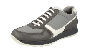 Prada Women's Grey Leather Matchrace Sneaker 3E6026 Comfy Feel