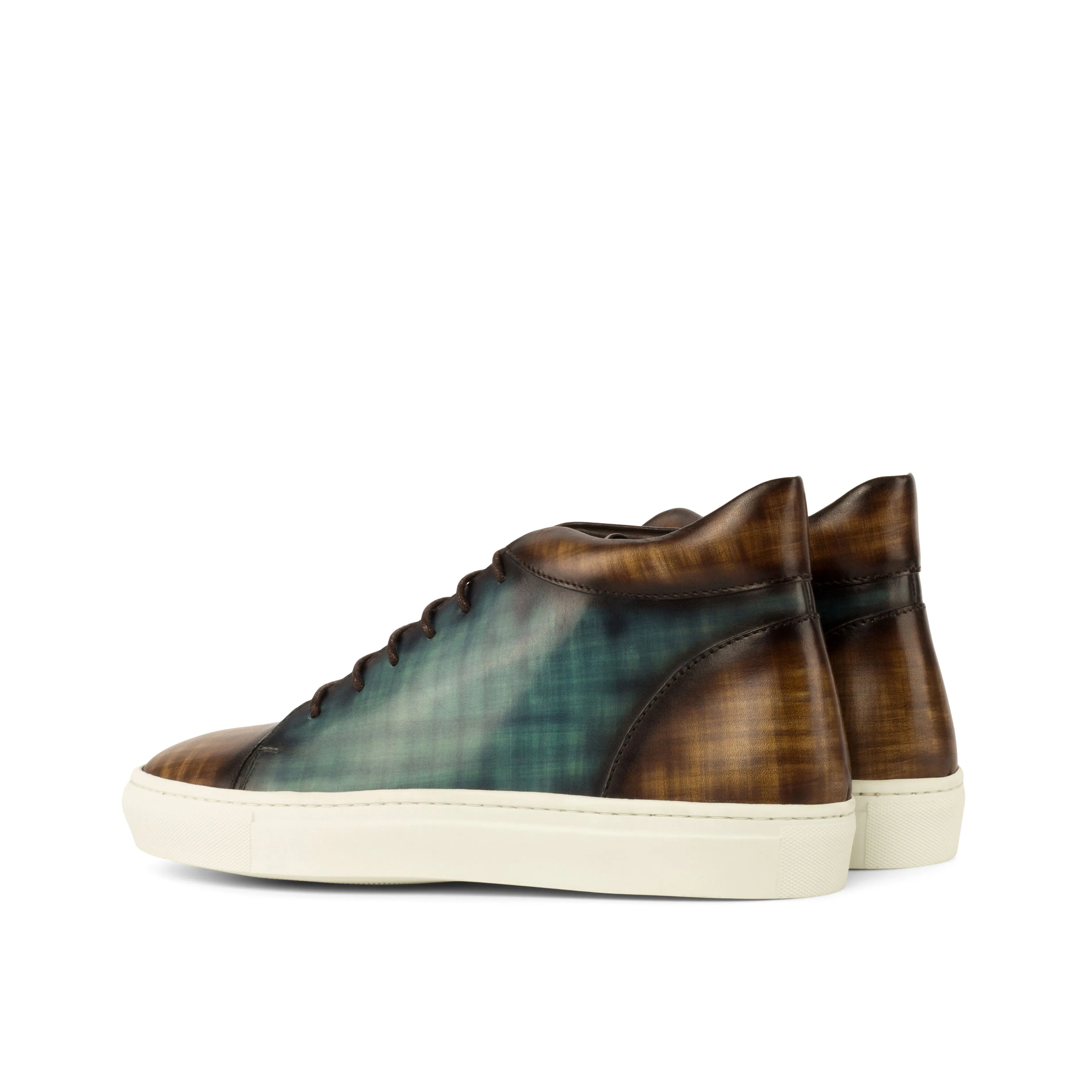 Woven TPU Cage Weekend Plans Turquoise & Brown Papiro Patina High-Top Sneakers