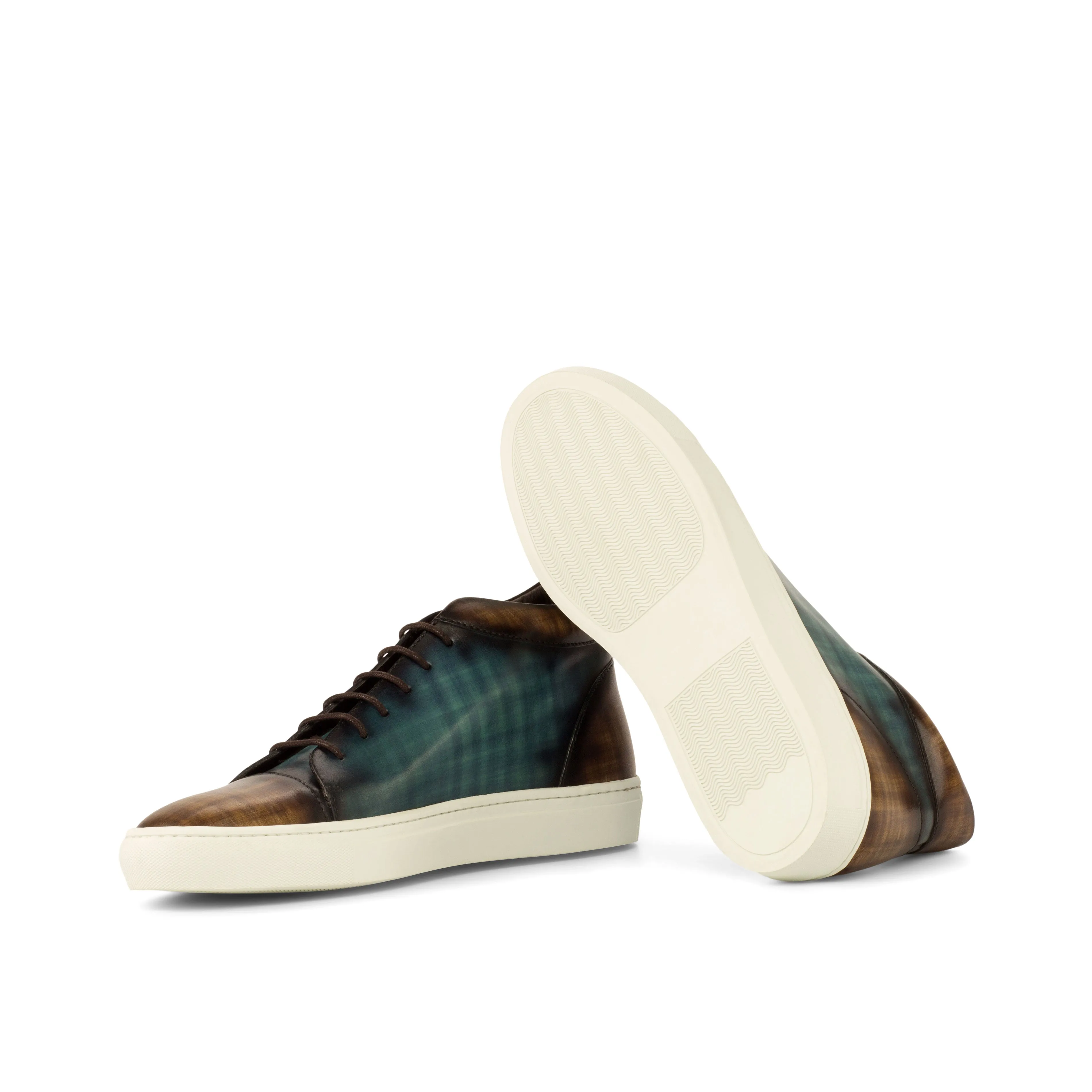 comfort feature Turquoise & Brown Papiro Patina High-Top Sneakers