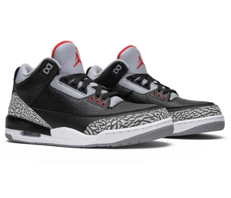 Men's Nike Air Jordan 3 Retro OG (Black Cement 2018) Back Heel posture - correcting shoes