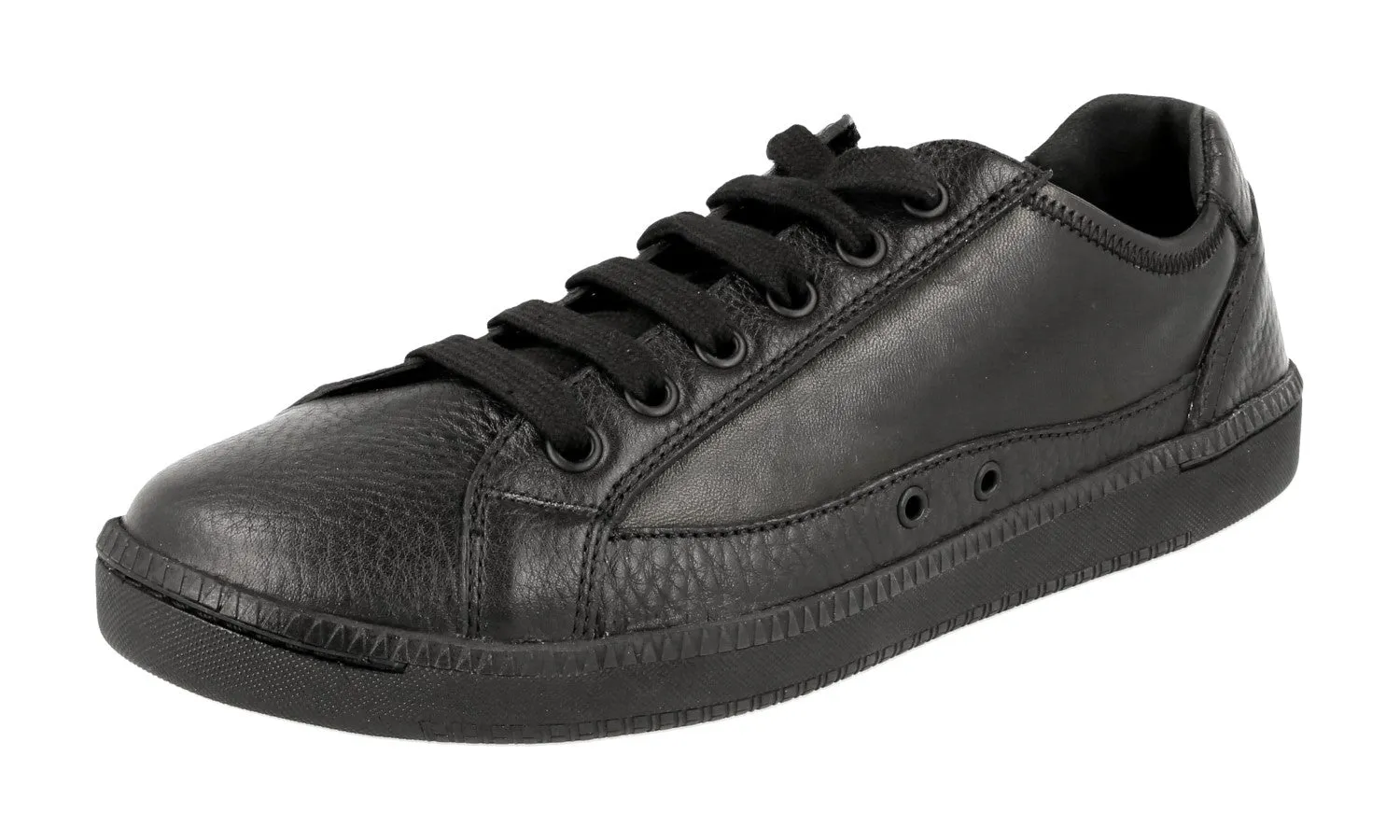 Neutral Stance Support Car Shoe by Prada Women's Black Leather Sneaker KDE66K