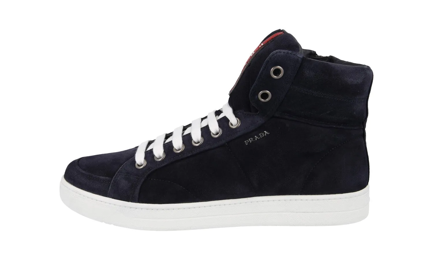 Torque Control Shank Prada Men's Blue Leather High-Top Sneaker 4T2596