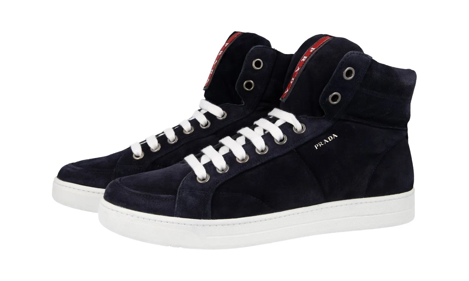 Prada Men's Blue Leather High-Top Sneaker 4T2596 Core Support Ergonomic Last Design
