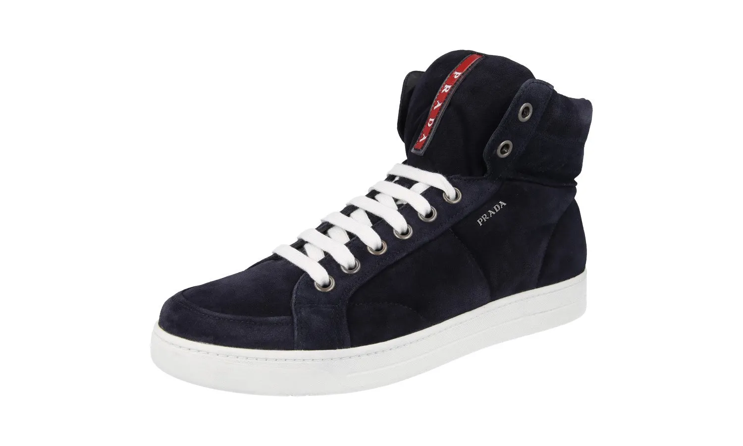Odor Control Insoles Prada Men's Blue Leather High-Top Sneaker 4T2596