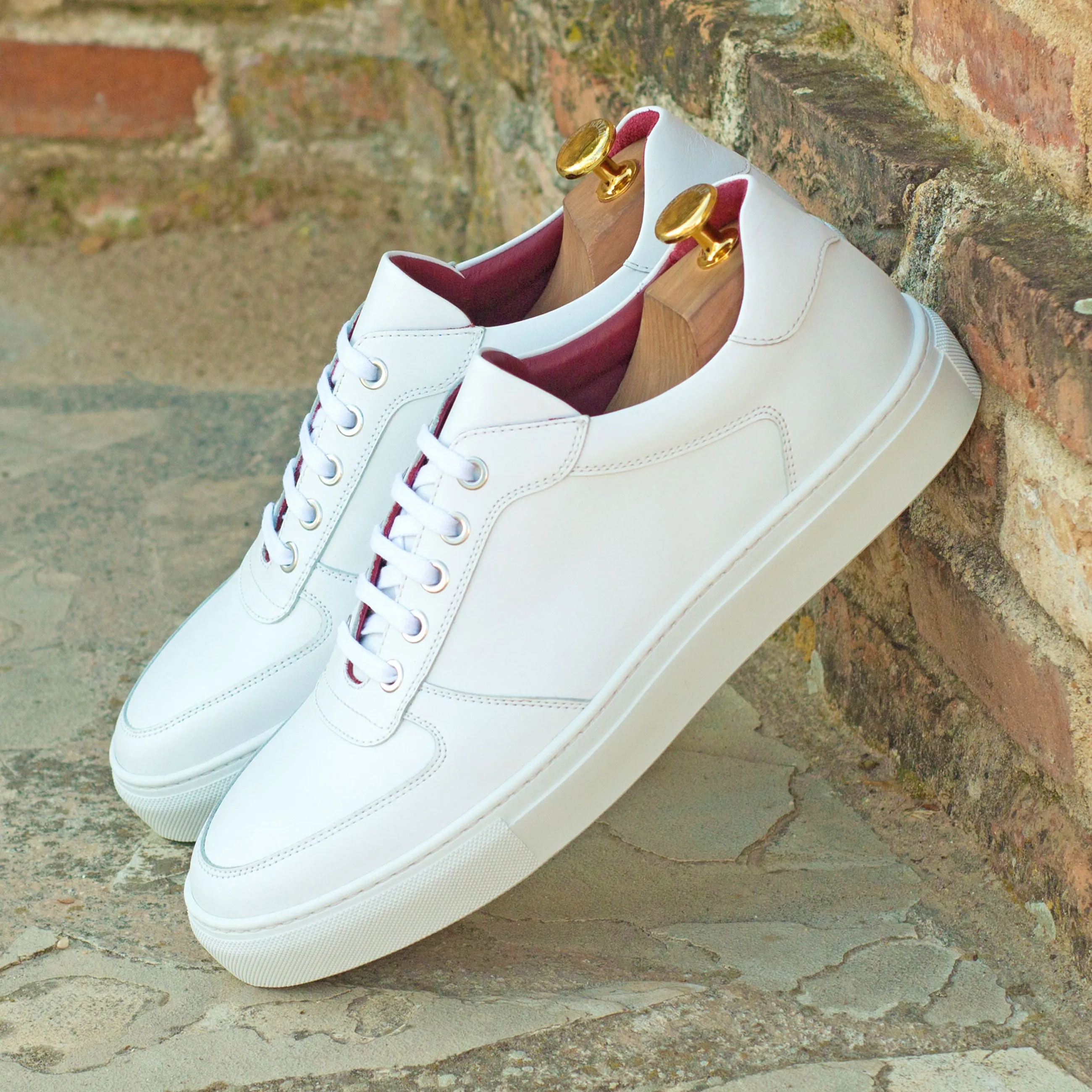 Summer White Nappa Leather Low-Top Sneakers