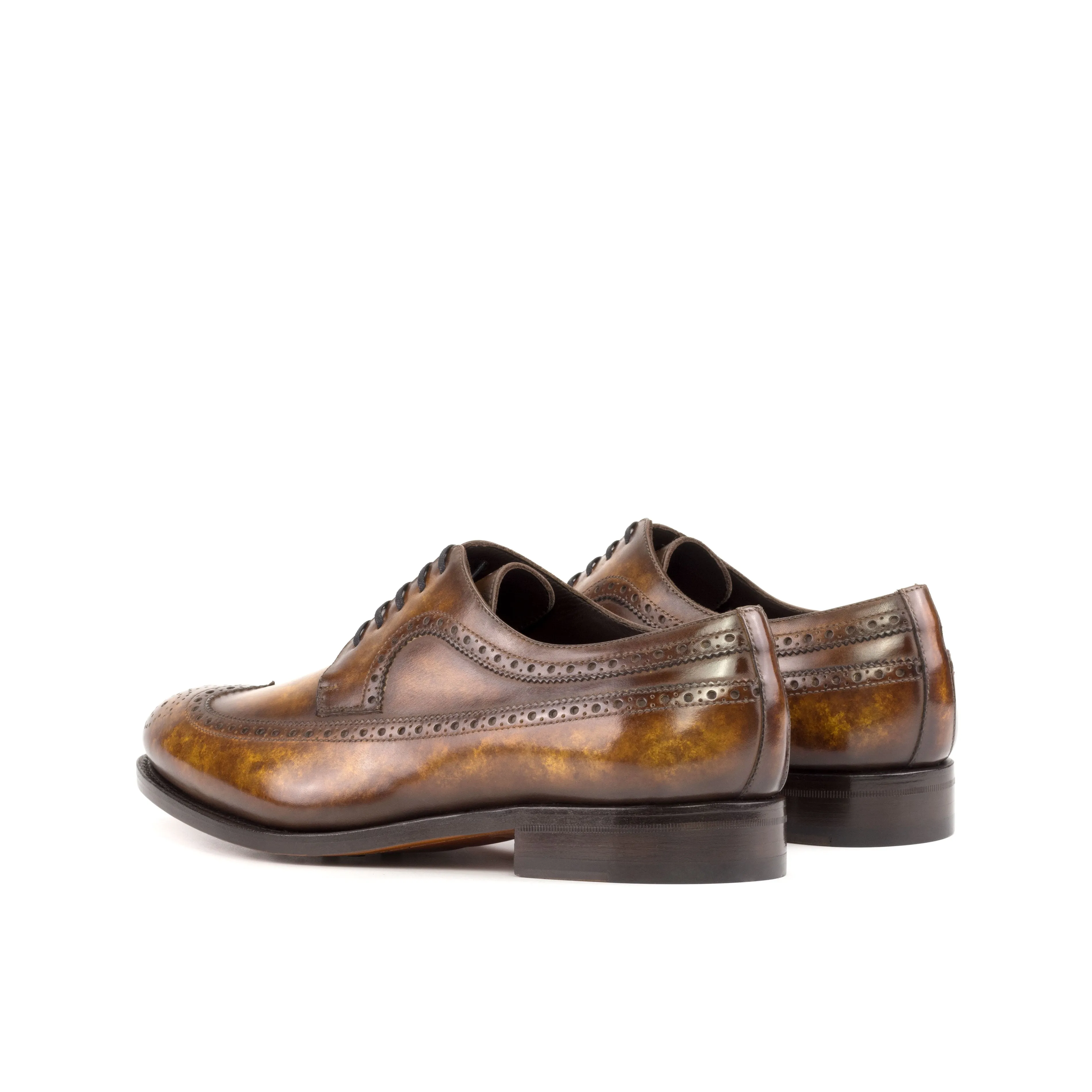 Marble Cognac Patina Leather Longwing Blucher Day Schedule Calfskin Upper