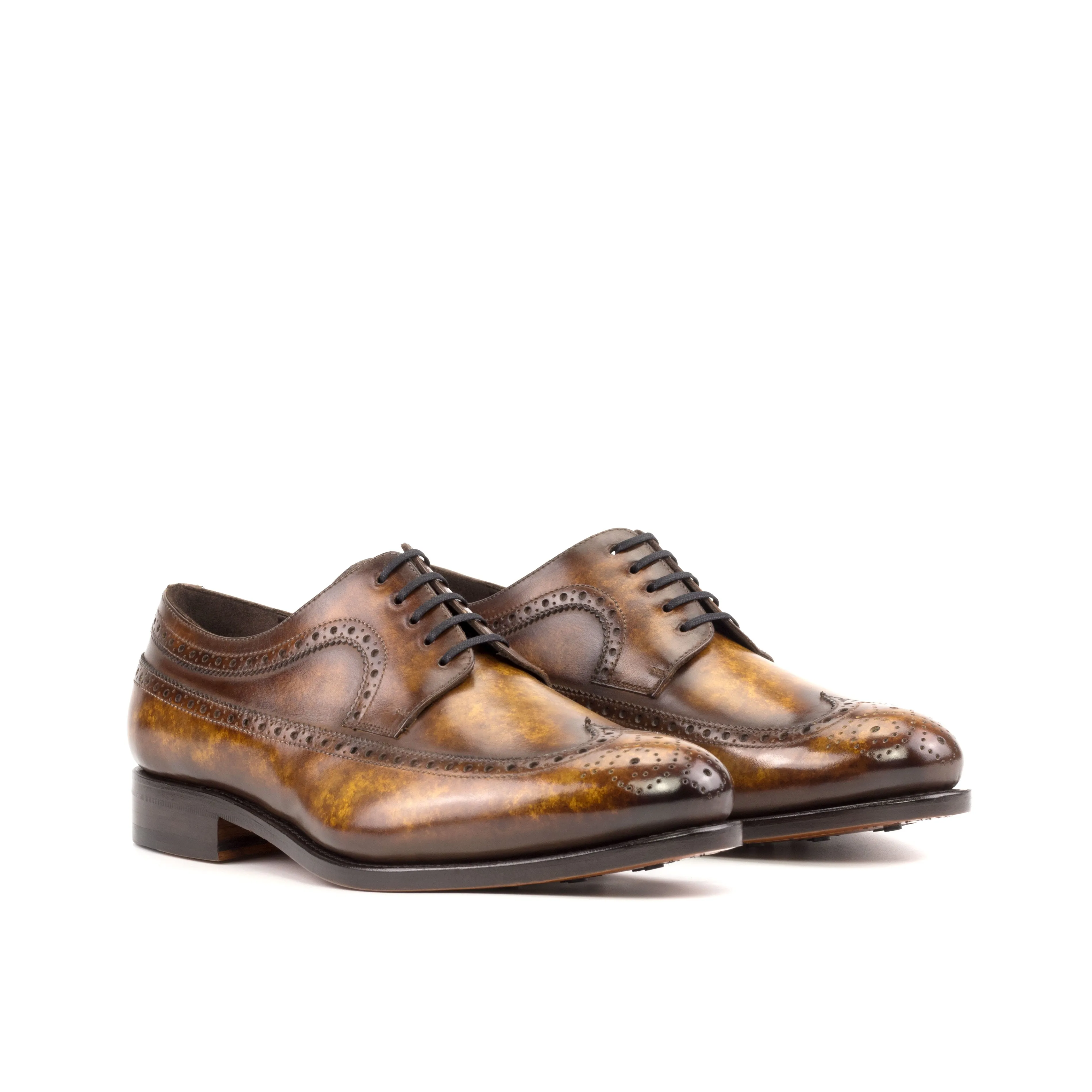 Neat Stitching Marble Cognac Patina Leather Longwing Blucher