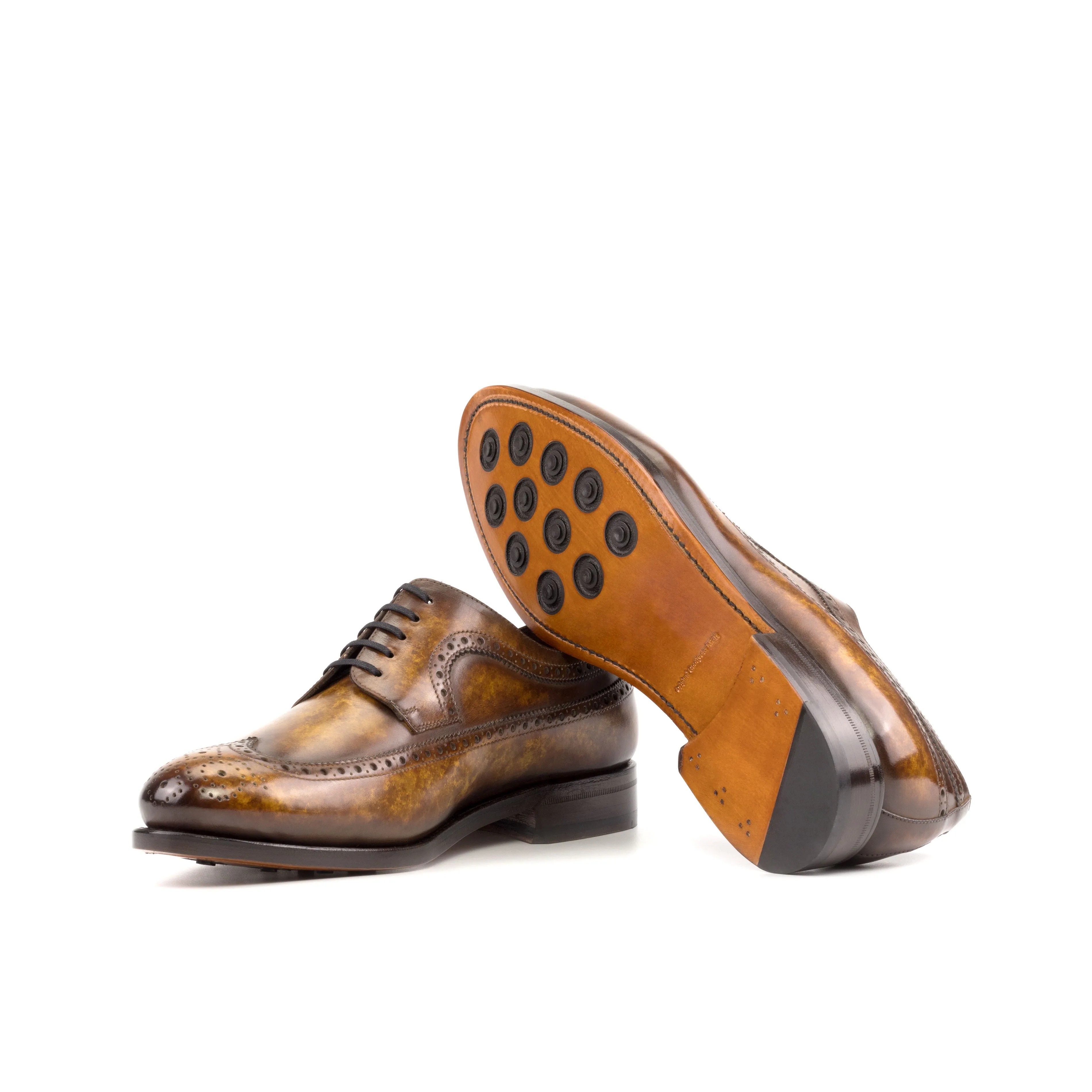 Client Meeting Timeless Appeal. Marble Cognac Patina Leather Longwing Blucher