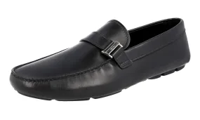 Prada Men's Black Leather Driving Logo Loafers 2DD160 Neat Step