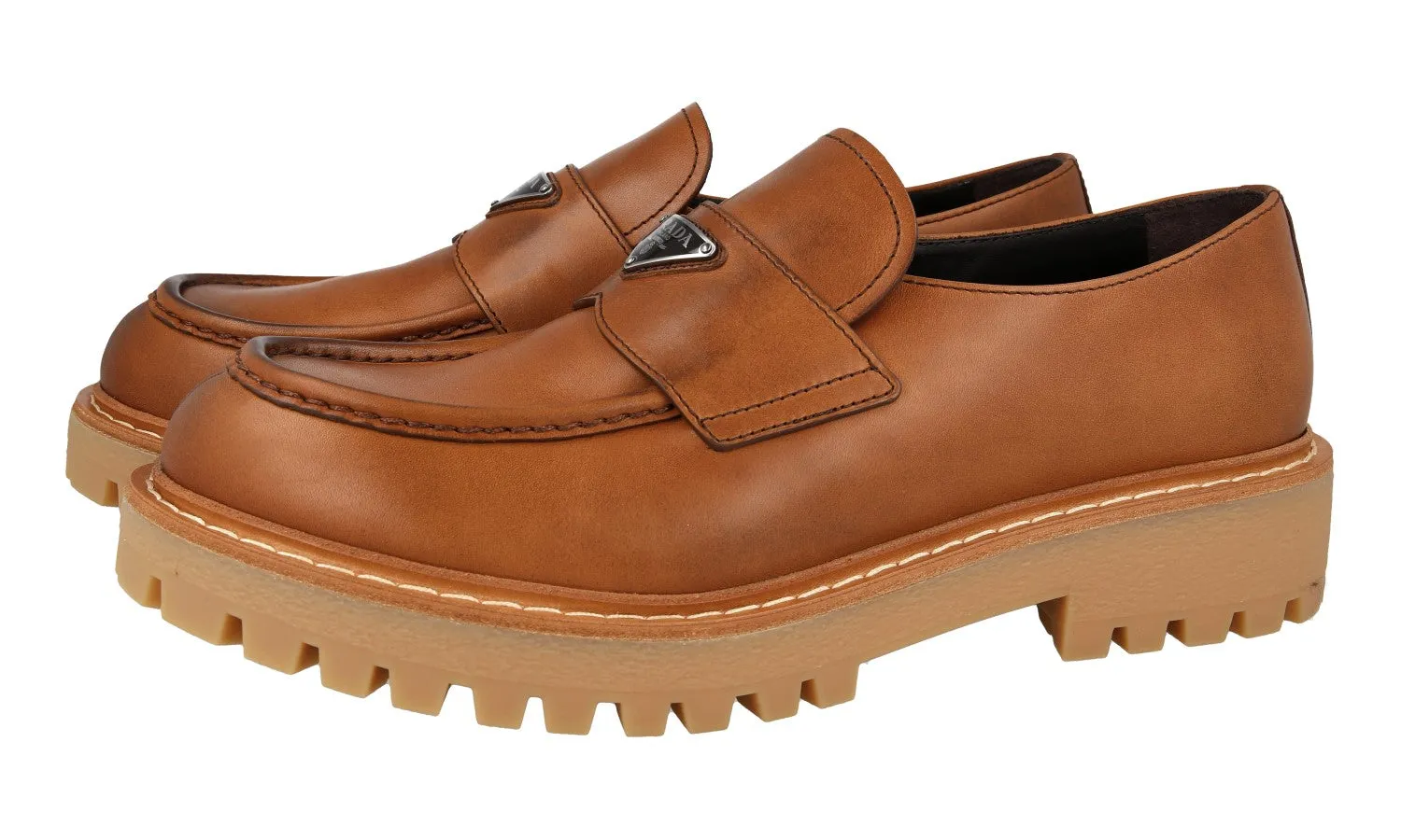 Open Walk Smart Shoes Prada Men's Brown welt-sewn Leather Chocolate Loafers 2DE151