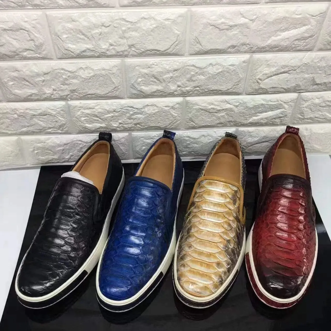 Comfort arch Fish Glow Crocodile Shoes Men's Casual Slip-On Fashion Python Roller-Boat Sneakers