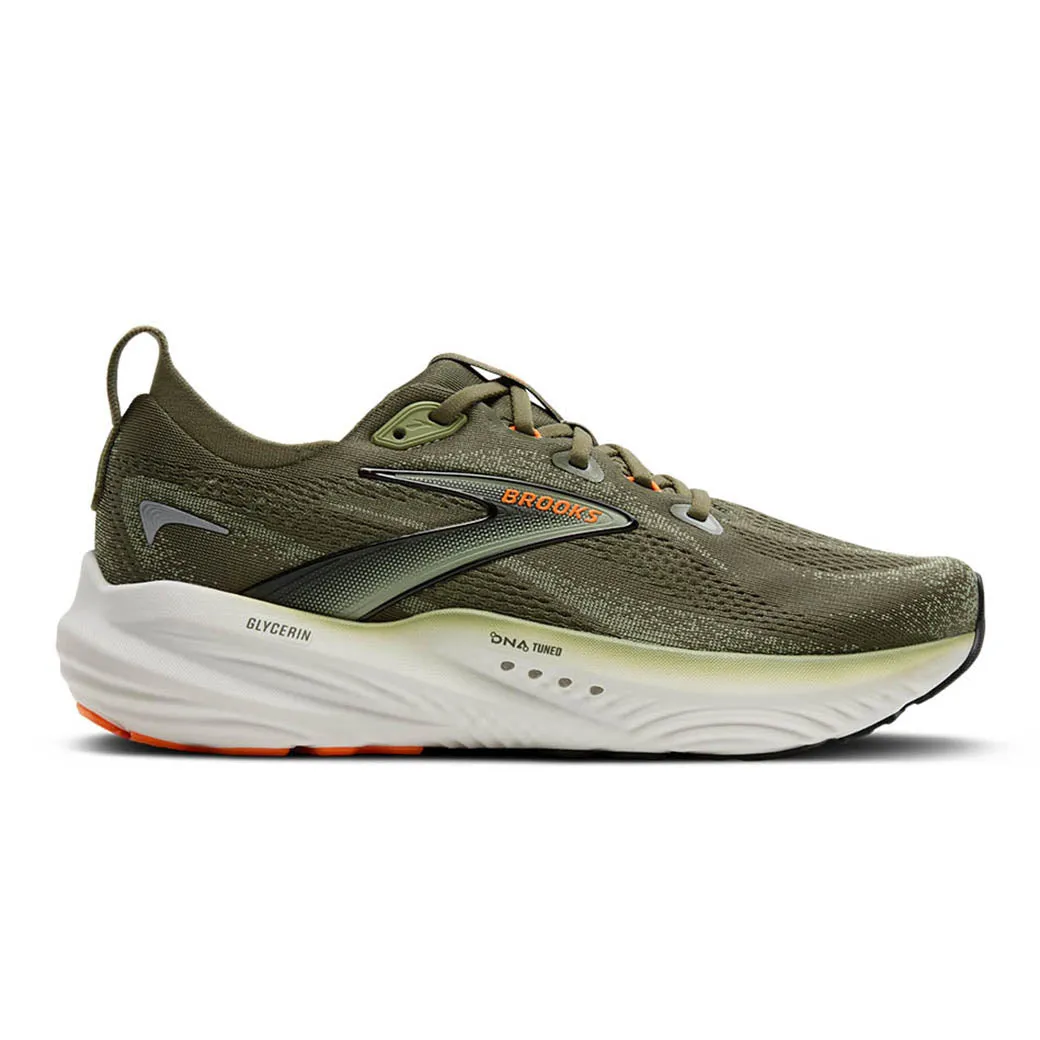 Sustainable materials Sports use Mens Brooks Running Glycerin 22 in Dusty Olive/Tea/Orange