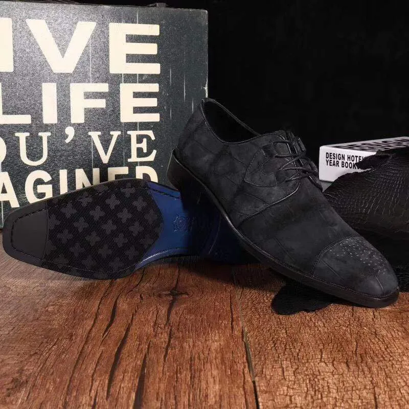 Study Step Crocodile Shoes Classic Sanded Genuine Crocodile Leather Slip On loafers driving shoes Black