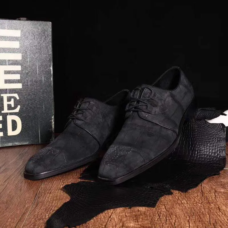 Gift Day Crocodile Shoes Classic Sanded Genuine Crocodile Leather Slip On loafers driving shoes Black