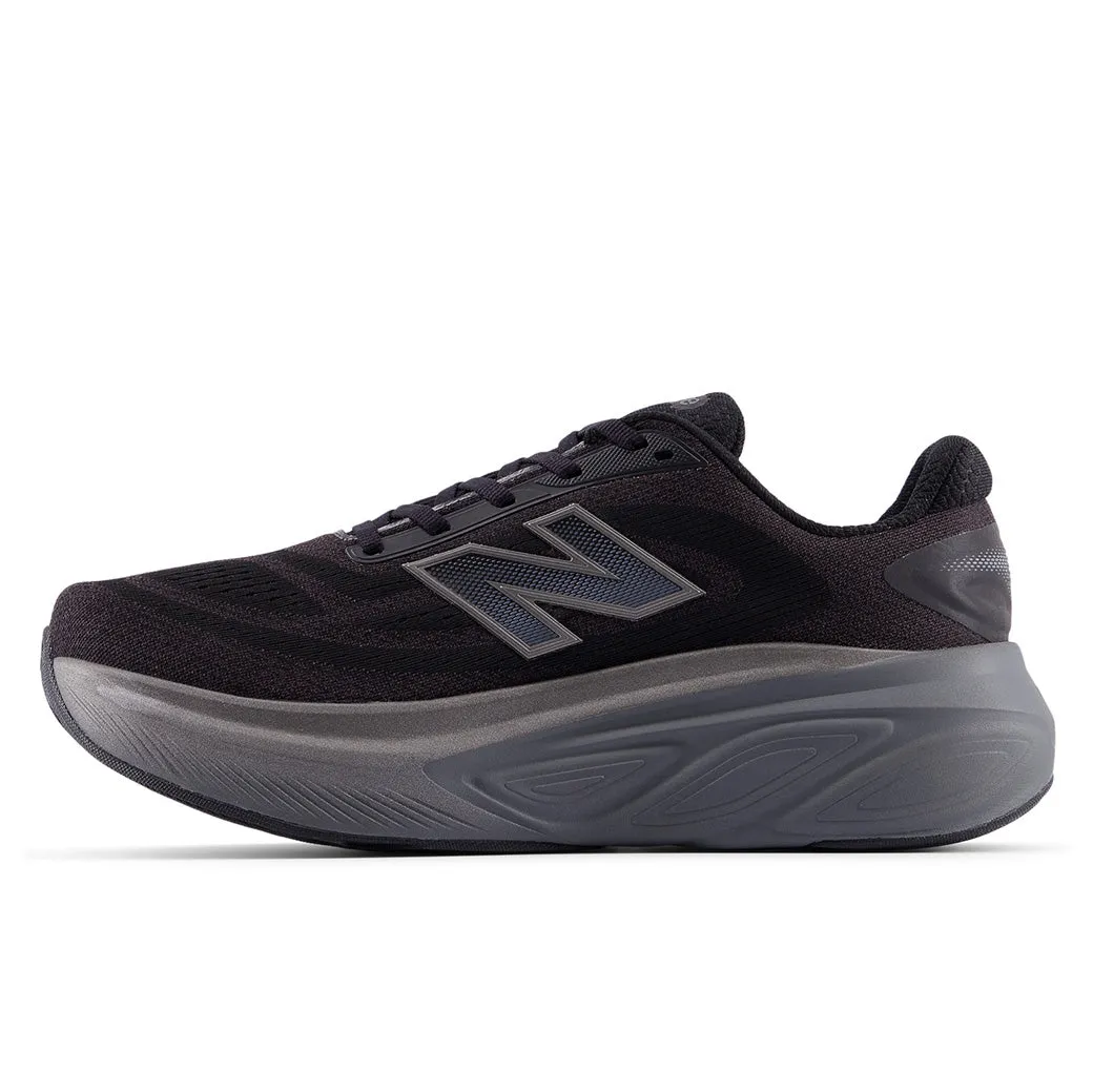 Mens New Balance Fresh Foam More v6 in Black/Castlerock/Black Resilient Form Pressure Dispersion Pods