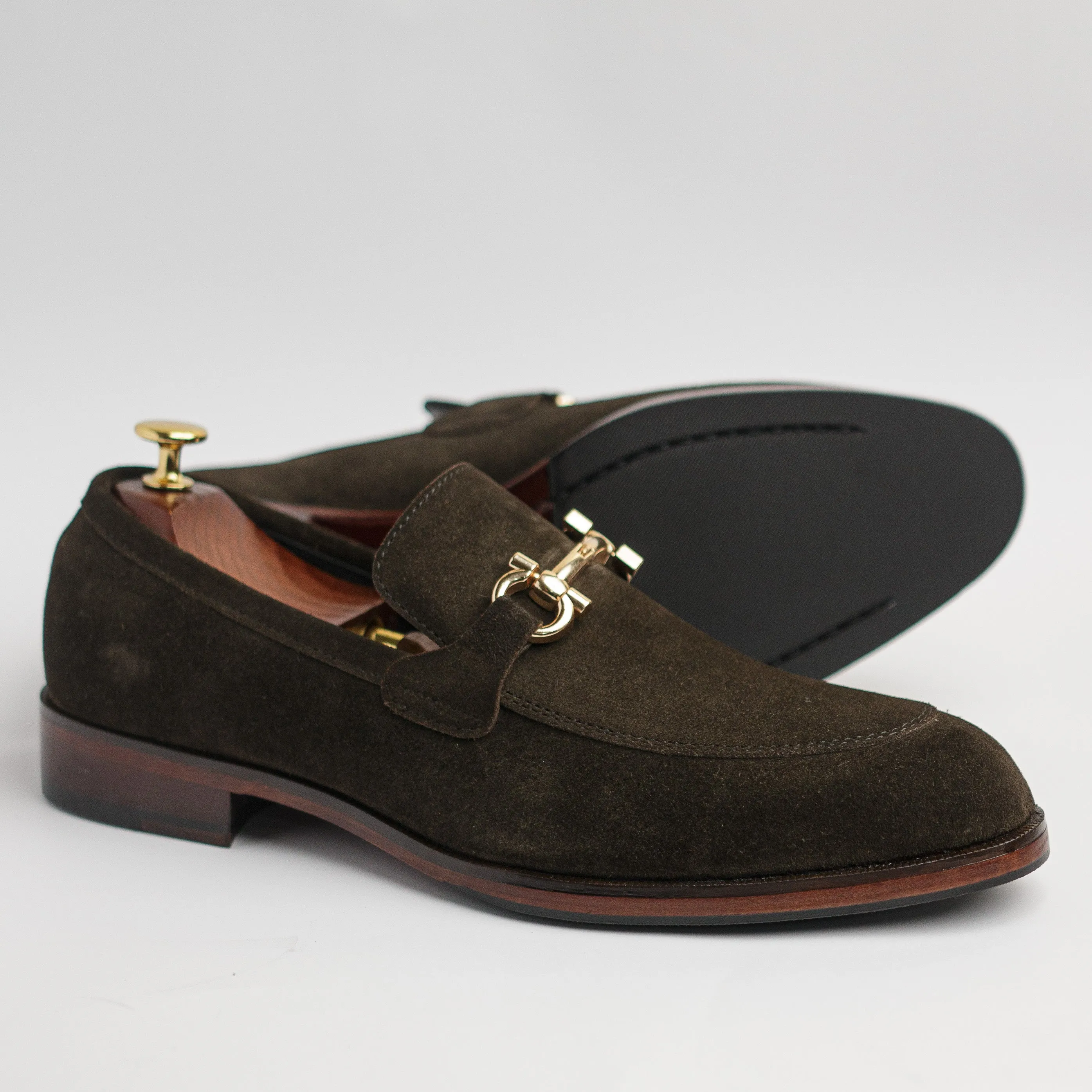 Imperial Suede - Dark Green Slim Profile Formal Setting Leather Fit