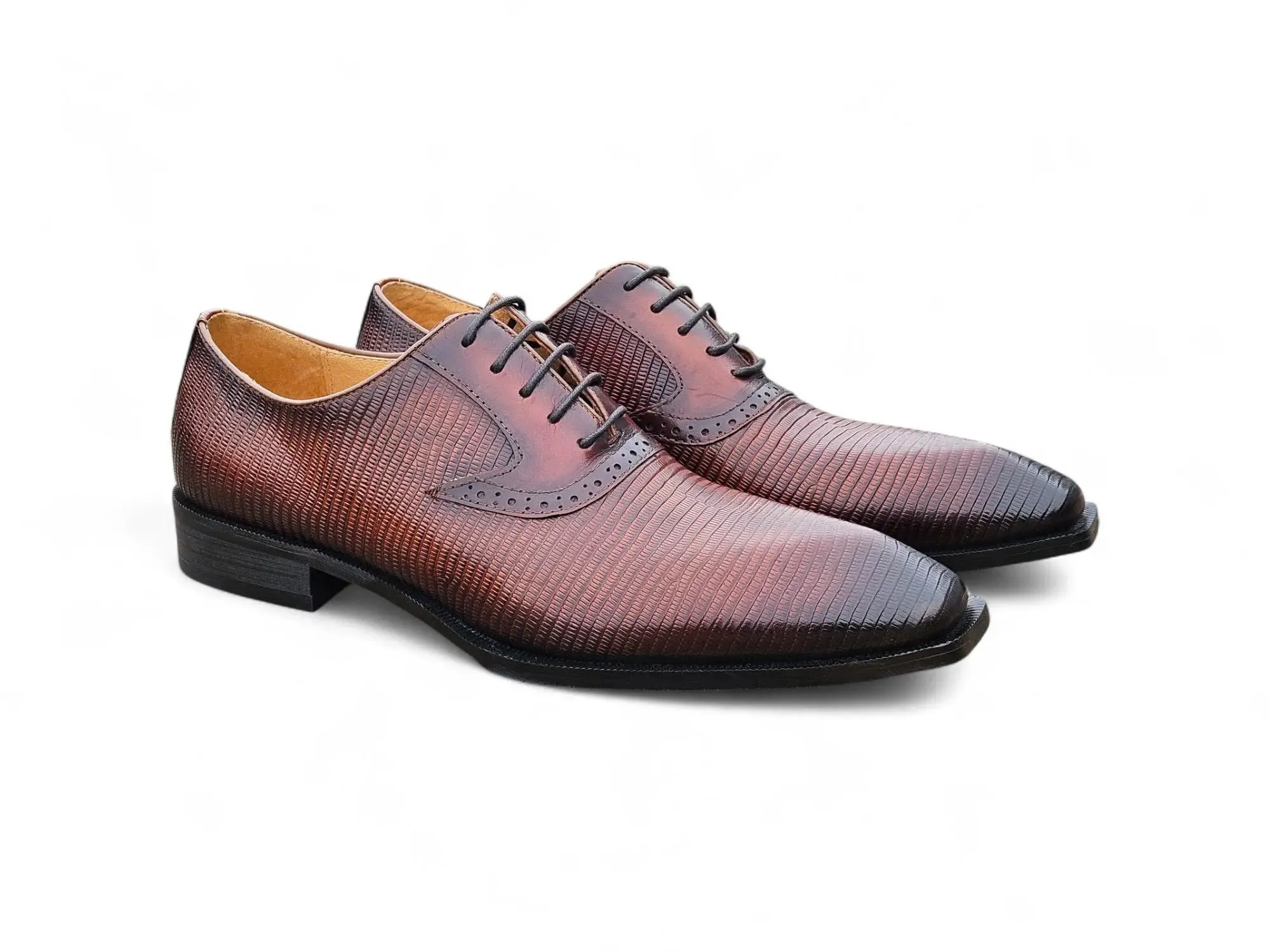 Weekend Formal Professional Finish Milano Lizard Embossed Oxford Dress Shoes
