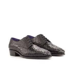 Trendy Detail Comfort Step Black Ostrich Derby Shoes