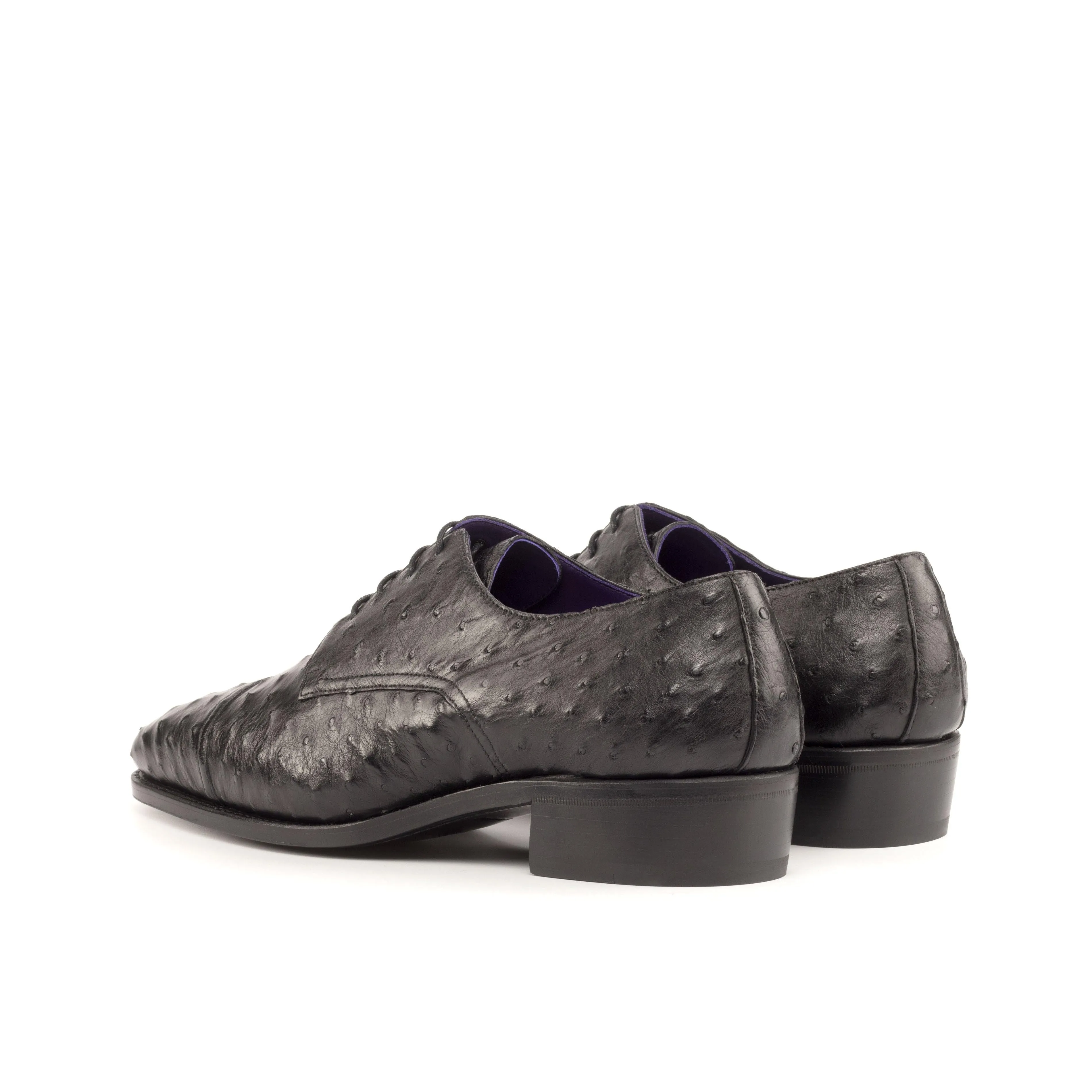 Clean Outfit Black Ostrich Derby Shoes