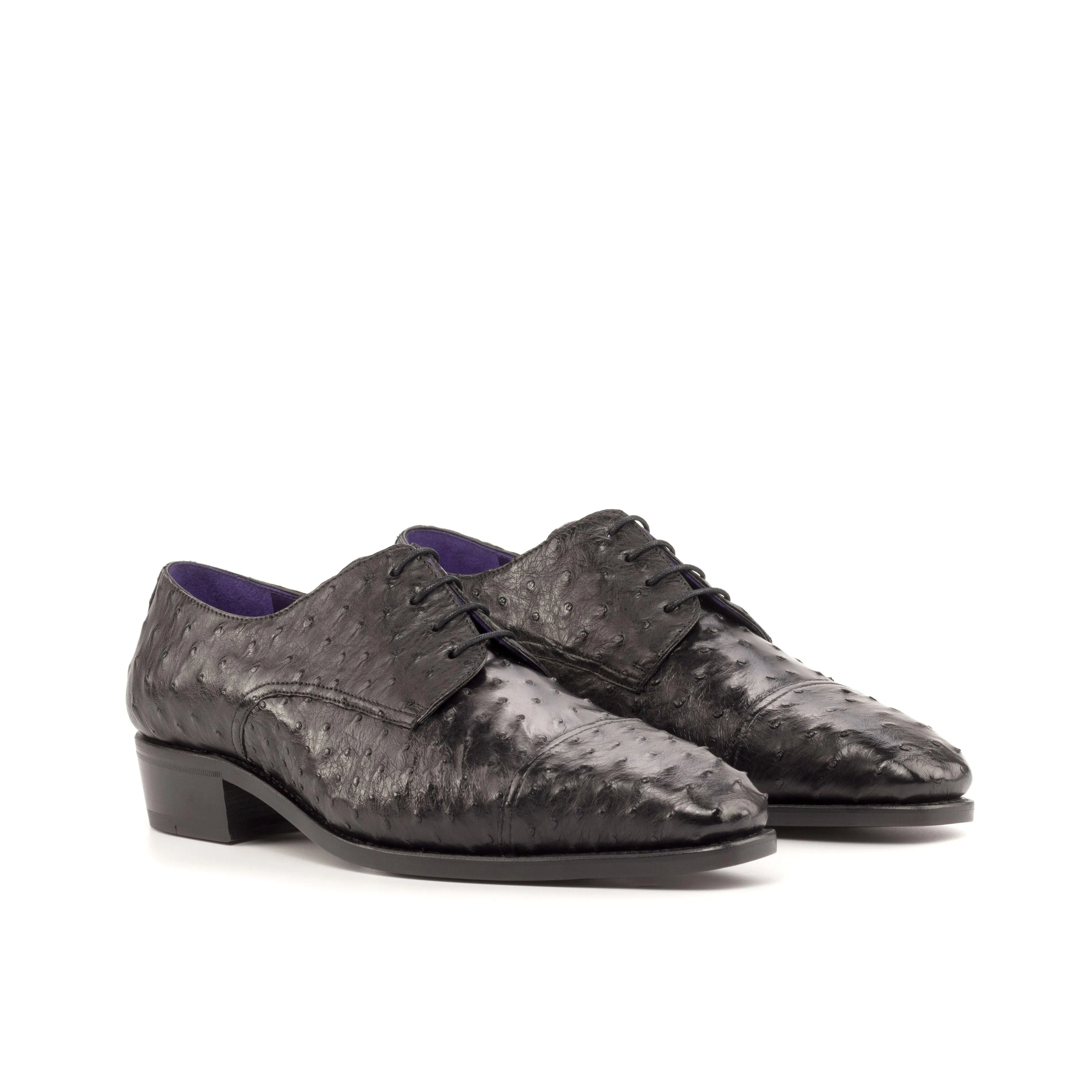 Art Shade Versatile Footwear Black Ostrich Derby Shoes