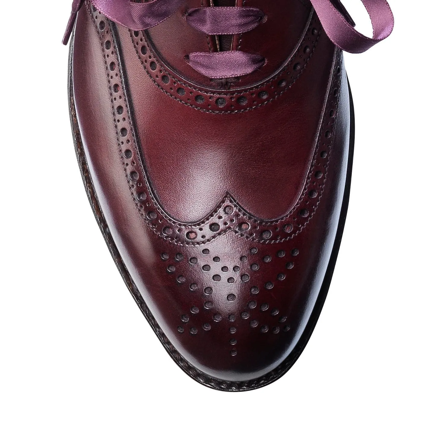 Jenny Burgundy Burnished Calf Premium Leather Rubber Sole