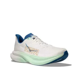 Mens Hoka Mach 6 in Frost/Gold Stretch tongue Aerated Insole