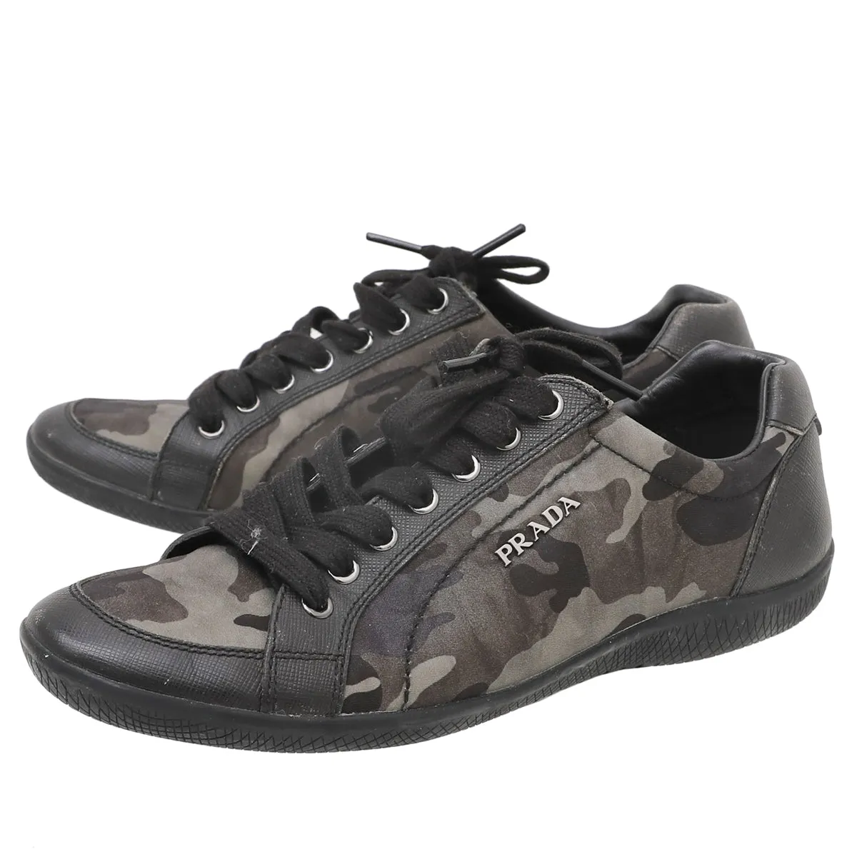 Shine Bright Prada Camo Green Camouflage Low Top Sneaker 37