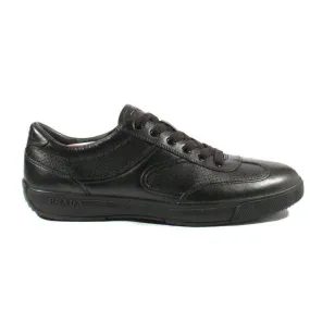 Prada Sports Men's Designer Shoes Black Leather Sneakers 4E1526 (PRM37) Firm Edge