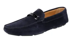 Stone Lane Effortless Slip-On Prada Men's Blue Leather Logo Loafers 2DD166