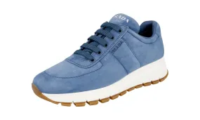 Comfortable Tongue Flexible Tread Pattern Prada Women's Blue Leather Prax01 Sneaker 1E553L