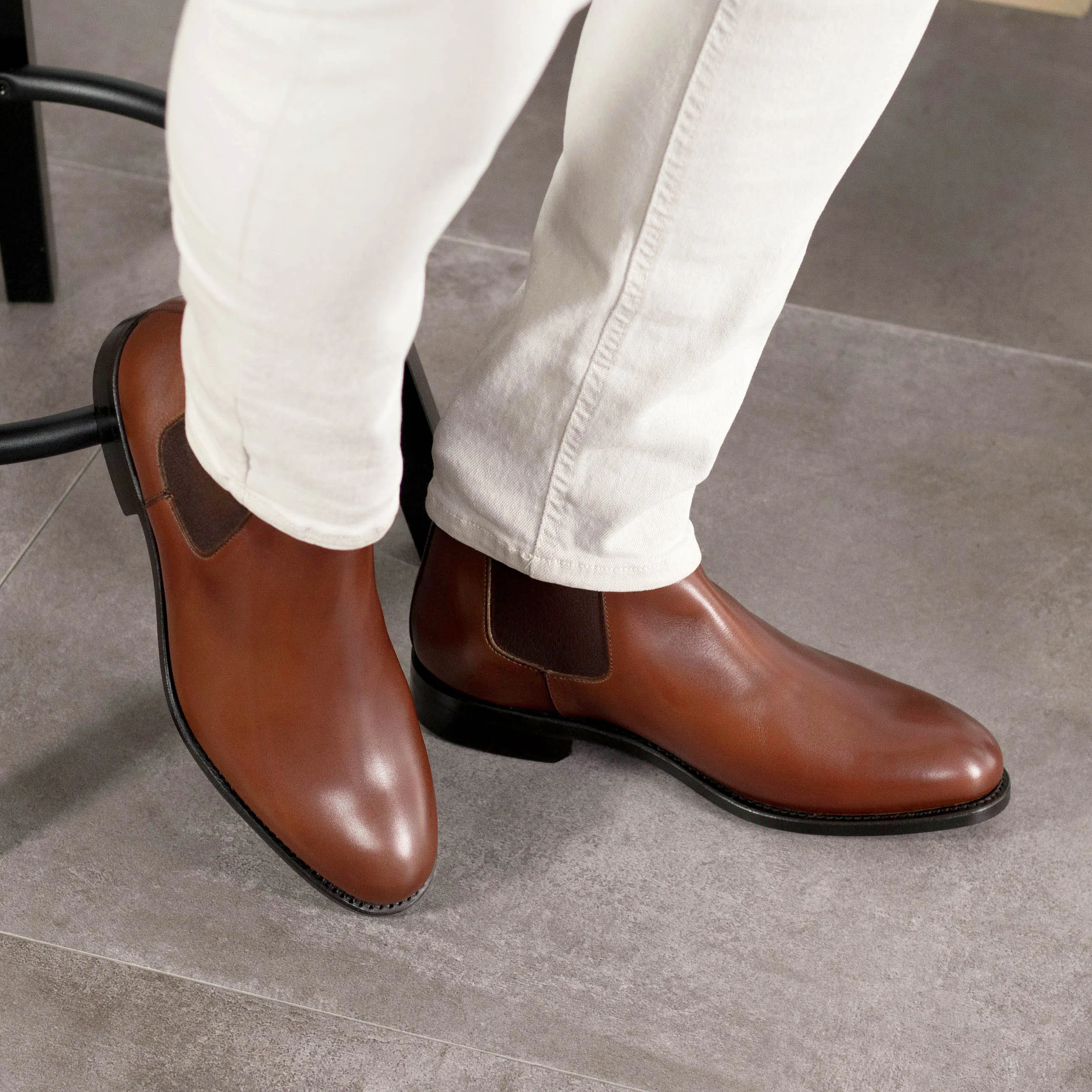 Sharp Lines Smart Shade Medium Brown Box Calf Leather Chelsea Boot
