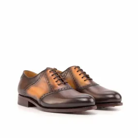 Burnished Brown Leather Saddle Shoes Lounge Fit