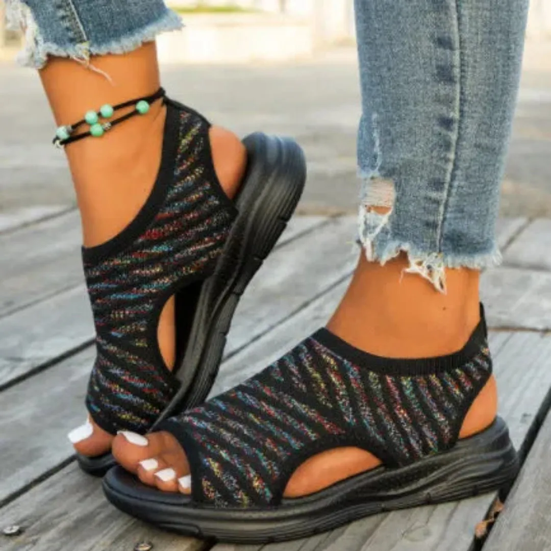 Bianca Open-Toe Mesh Slip-On Sandals Everyday Versatile Footwear