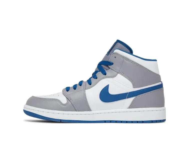 Mens Nike Air Jordan 1 Mid (Cement Grey) kids' style running - convenience