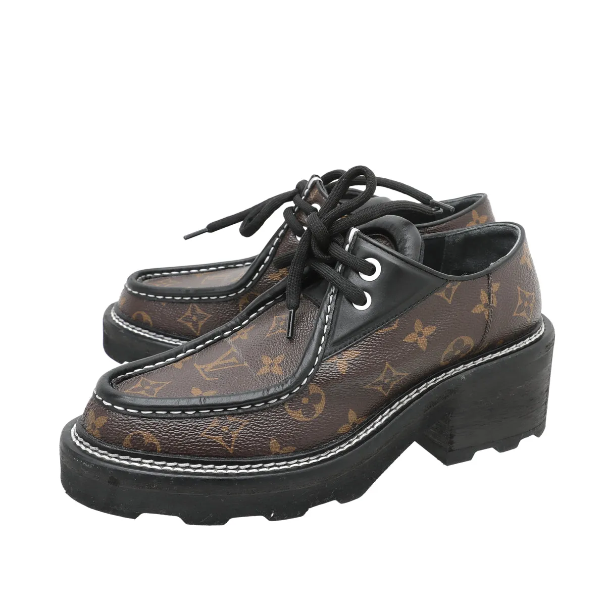 Flexible Fit Active People Louis Vuitton Monogram Black Beaubourg Platform Derby 39