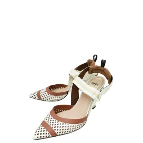 Fendi Bicolor Colibri Perforated Slingback 38.5 Soft Material Breath Fresh
