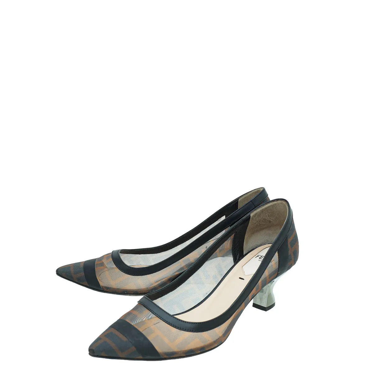Fendi Bicolor Mesh Colibri Pumps 37 Canvas Cool Vital Step
