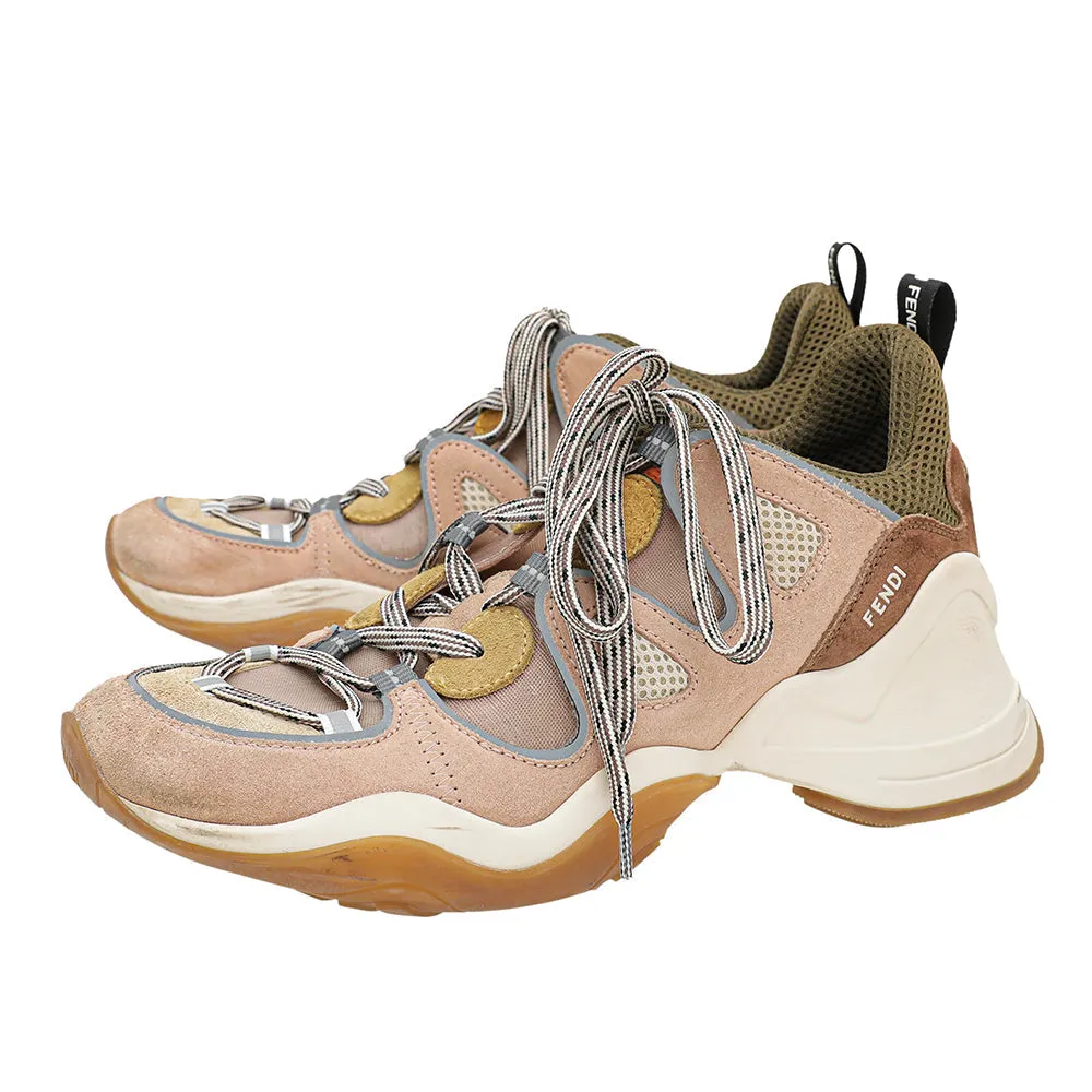 Fendi Brown Ffluid Suede Mesh Low Top Sneakers 39.5 Beach Fun