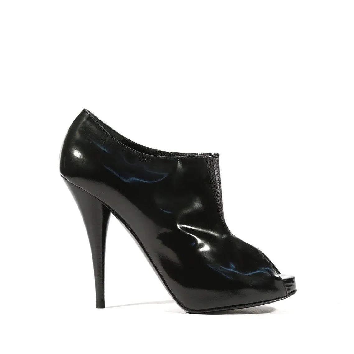 Fendi Designer Shoes Black Patent Leather Boots Short Bootie (FFW05) Bounce Edge