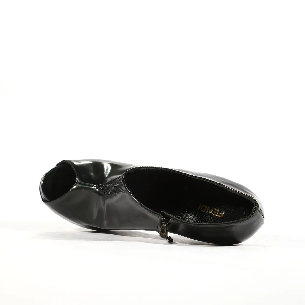 Comfort Lining Fendi Designer Shoes Black Patent Leather Boots Short Bootie (FFW05)